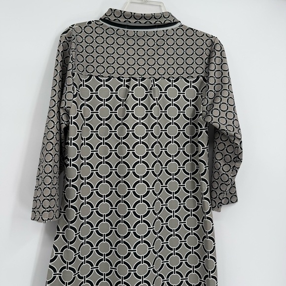 Gretchen Scott Designs Tunic Dress Size Medium Black Gray Geometric Midi - Picture 10 of 11